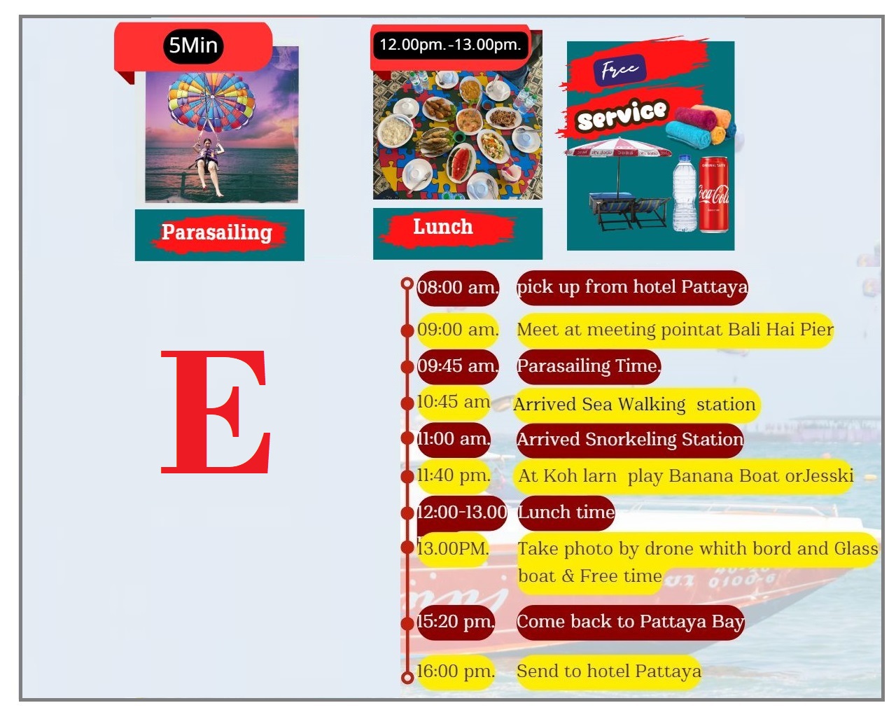  Package - E -  Parasailing -  Lunch + SIC Hotel Transfer